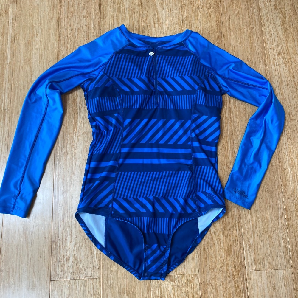 Uv skinz NWOT rash guard swimsuit long sleeve blue large